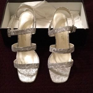Shoes Silver/white/gray animal print sz 6M wedding